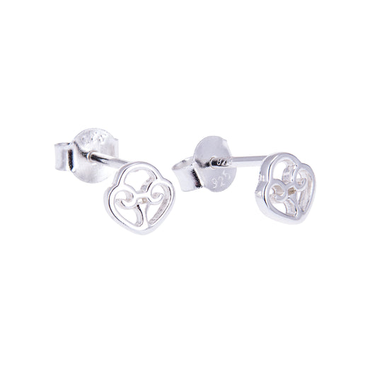 Sterling Silver Celtic Heart Padlock Stud Earrings