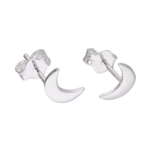 Small Sterling Silver Crescent Moon Stud Earrings
