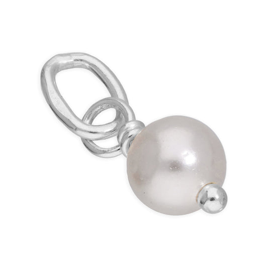 Sterling Silver Cream Round Synthetic Pearl Charm