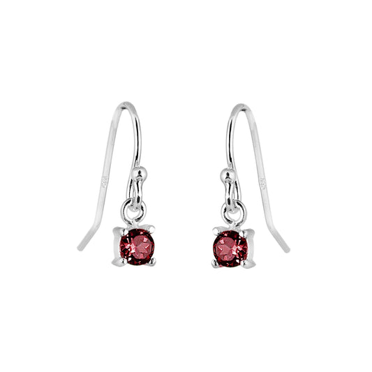 Sterling Silver Garnet CZ January Birthstone Dangle Earrings