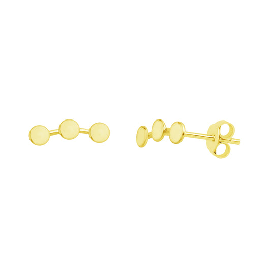 Gold Plated Sterling Silver Triple Disc Stud Earrings