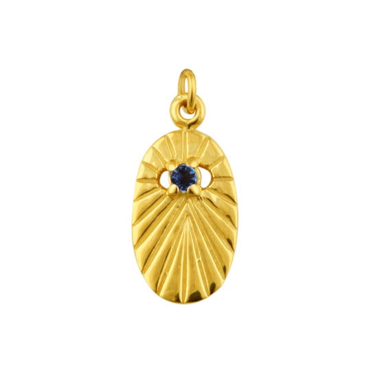 Gold Plated Sterling Silver Star Oval Medallion Charm