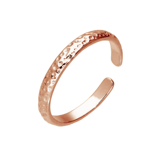 Rose Gold Plated Sterling Silver Hammered Adjustable Toe Ring