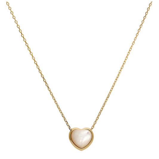 Gold Plated Sterling Silver Mother of Pearl Heart Necklace