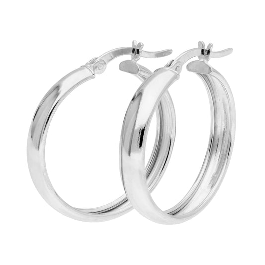 Sterling Silver Chunky Creole 25mm Hoop Earrings