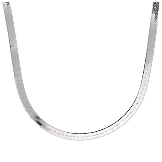 Sterling Silver Flat Herringbone Chain Necklace 18 - 20 Inches