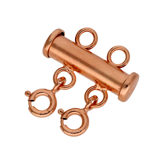 Rose Gold Plated Sterling Silver 2 Row Layer Necklace Clasp