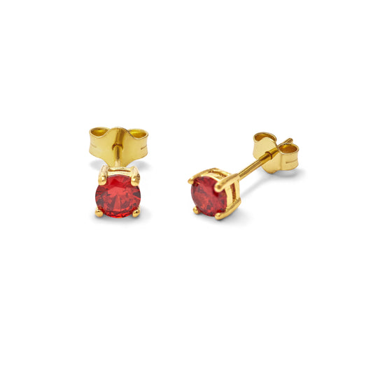Gold Plated Sterling Silver Garnet CZ Claw 4mm Stud Earrings