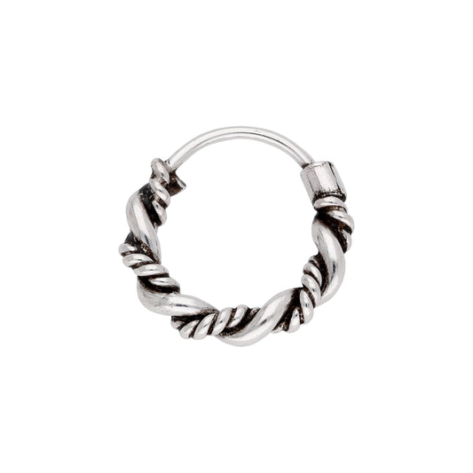 Sterling Silver Oxidized Twisted Hinged 22Ga 11mm Nose Ring