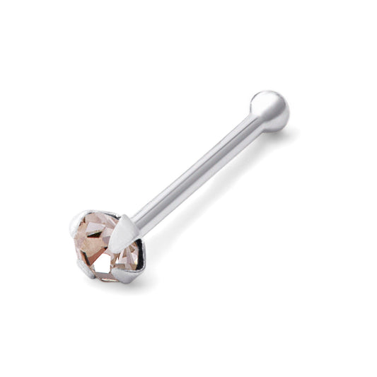 Sterling Silver 1.5mm CZ 22Ga Nose Stud Ball End