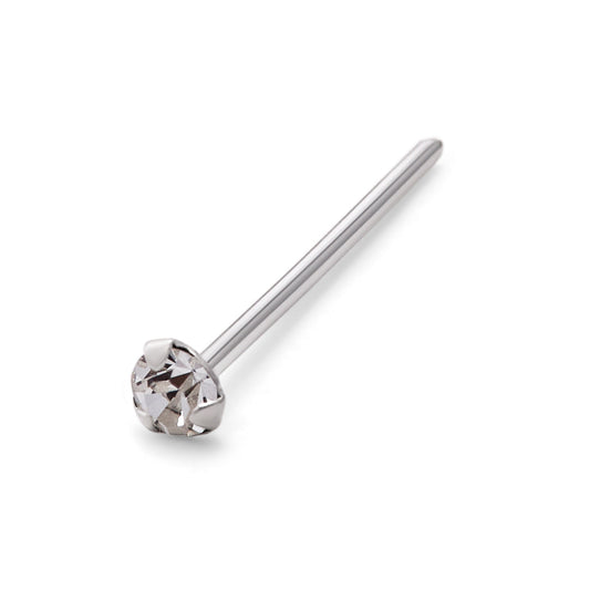 Sterling Silver 1.5mm CZ Claw 25Ga Nose Stud Pin End