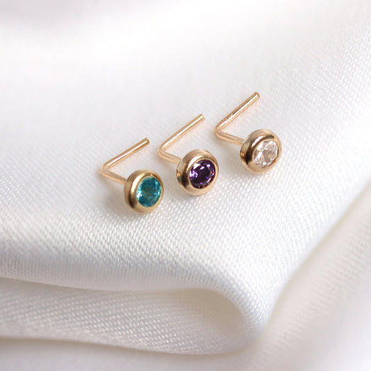 9ct Yellow Gold Crystal 2.75mm Round Nose Stud