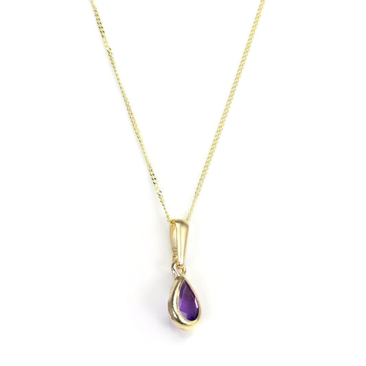 9ct Gold Amethyst Gemstone February Birthstone Pendant
