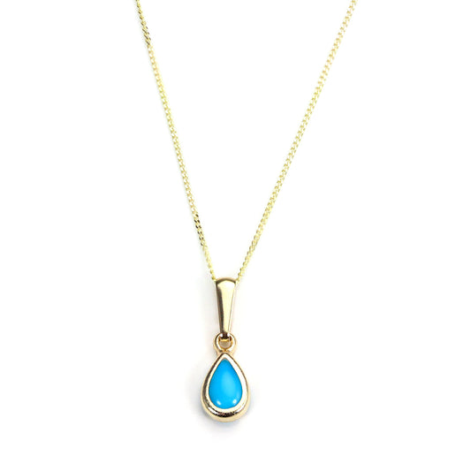 9ct Gold Turquoise Gemstone December Birthstone Pendant