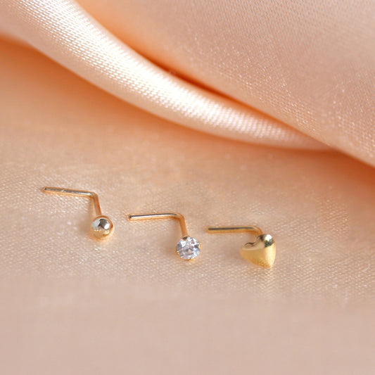 9ct Yellow Gold Clear Crystal Nose Stud