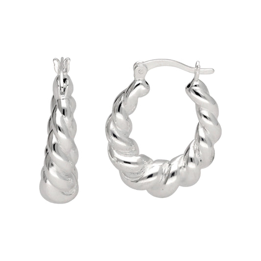 Sterling Silver Twist Rope Creole Hoop Earrings