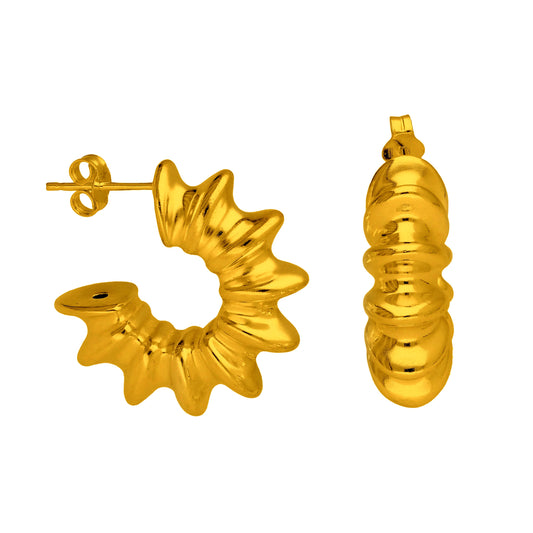 Gold Plated Sterling Silver Open Stud Hoop Earrings