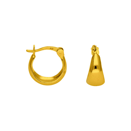 Gold Plated Sterling Silver Small Chunky Creole Hoop Earrings