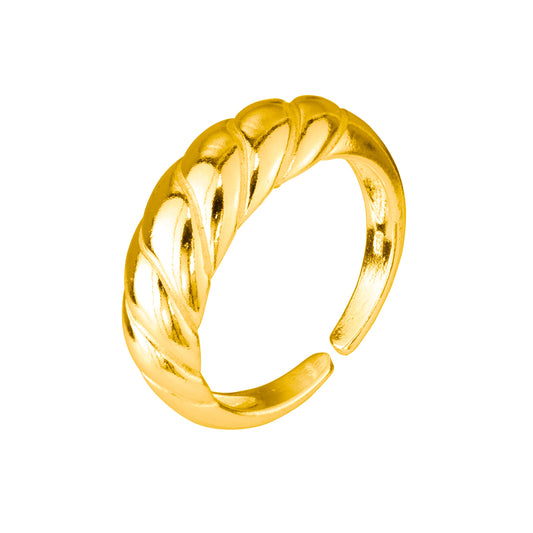Adjustable Gold Plated Sterling Silver Twist Rope Ring
