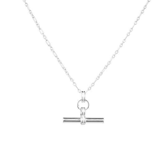 Sterling Silver T-Bar Ridged Pendant Necklace