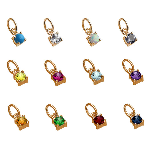 Rose Gold Plated Sterling Silver CZ Birthstone Claw Charms