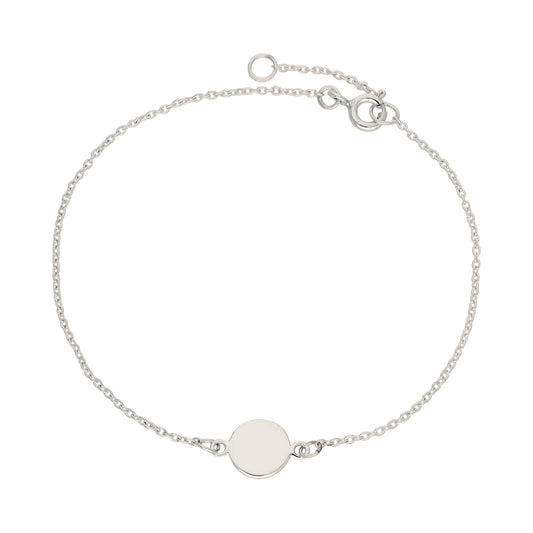 Sterling Silver 7 Inch Bracelet w Engravable Circle
