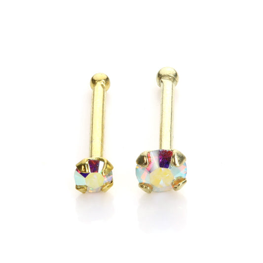 9ct Yellow Gold Aurora Borealis Nose Stud