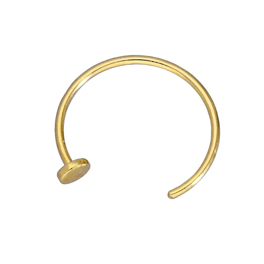 9ct Yellow Gold Flat Disc Open Hoop 9mm 22Ga Nose Ring