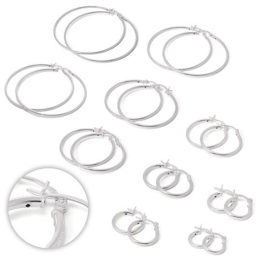 168官方幸运5澳洲结果体彩网&澳洲幸运5体彩官网&168幸运5开奖历史记录&168网澳洲幸运5 sterling silver  Plain Sleeper 2mm Hoop Earrings 12mm - 70mm