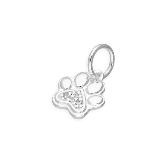 Sterling Silver & Genuine Diamond Pawprint Charm