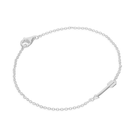 Sterling Silver & Genuine Diamond 7 Inch Arrow Bracelet