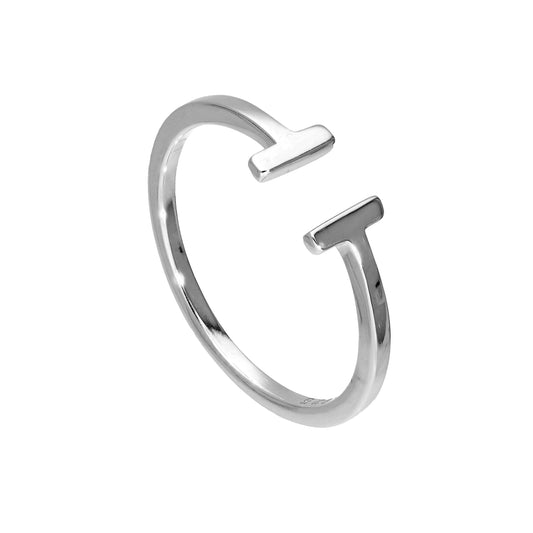 Adjustable Sterling Silver T-Bar Midi Ring