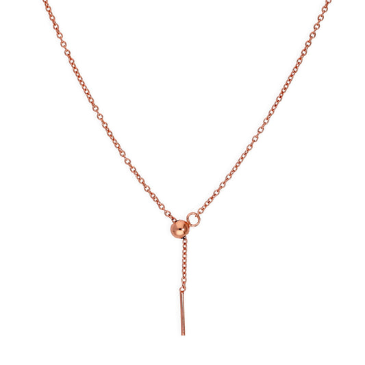 Rose Gold Plated Sterling Silver Adjustable Choker to 20 Inch Belcher Chain Necklace w Bead Slider Clasp