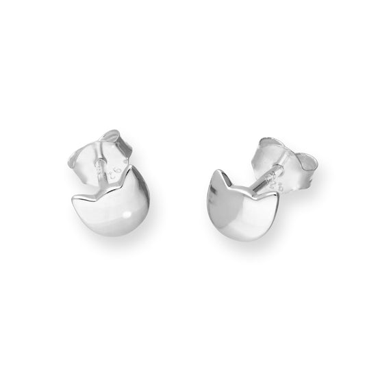 Sterling Silver Cat Head Stud Earrings