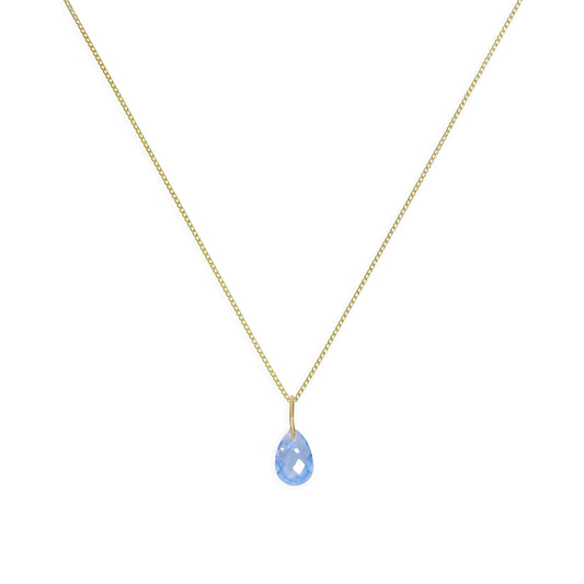 9ct Gold & Blue Teardrop Pendant Necklace 16 - 20 Inches