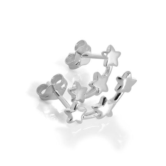 Small Sterling Silver Shooting Stars Stud Earrings