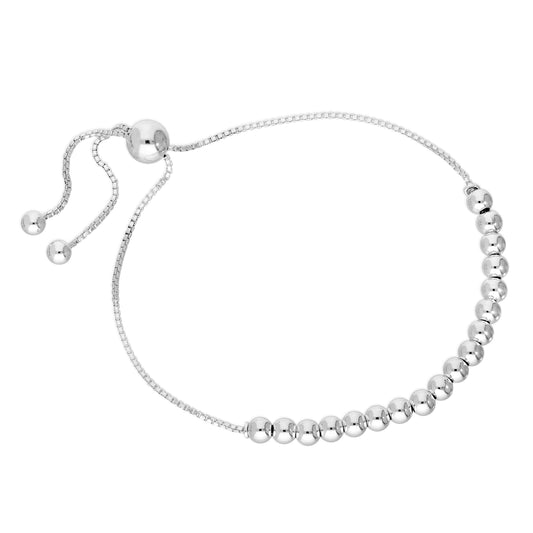 Sterling Silver Box Chain & Large Bead Chain Adjustable Bracelet