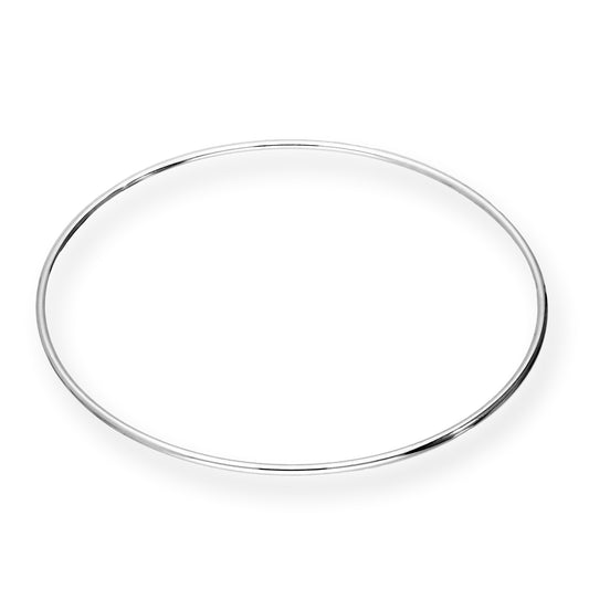 Sterling Silver 2mm Round Bangle 68mm