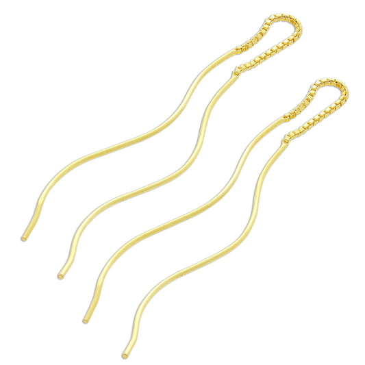 Gold Plated Sterling Silver Wave Pull Through Earrings