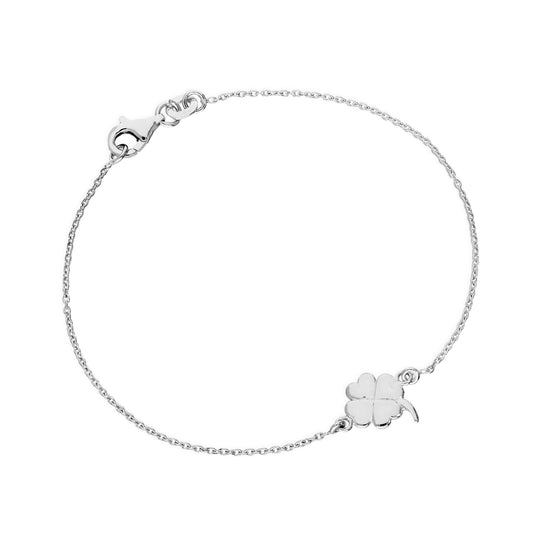 Sterling Silver Four Leaf Clover 7 Inch Bracelet