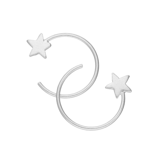 Sterling Silver Star Pull Through Earrings