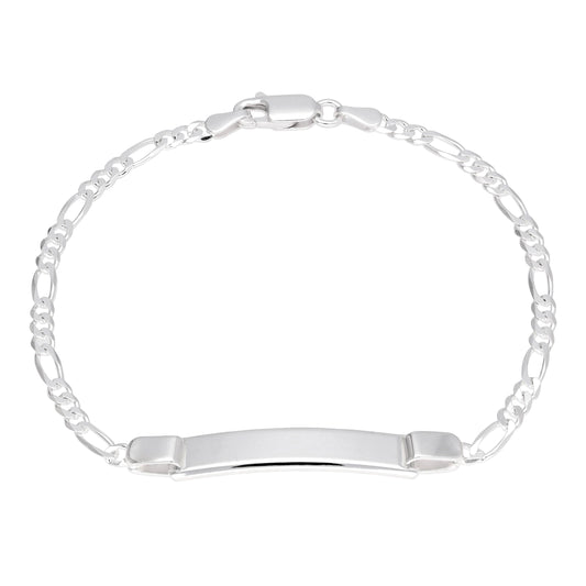 Sterling Silver Figaro Identity Plate Bracelet