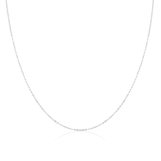 9ct White Gold Hammered Trace Chain 16 - 24 Inches