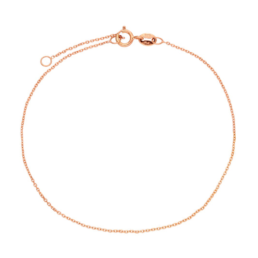 9ct Rose Gold Faceted Trace Chain Bracelet 7 - 8 Inches