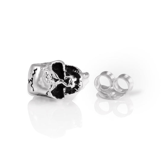 Sterling Silver Mens Skull Single Ear Stud Earring