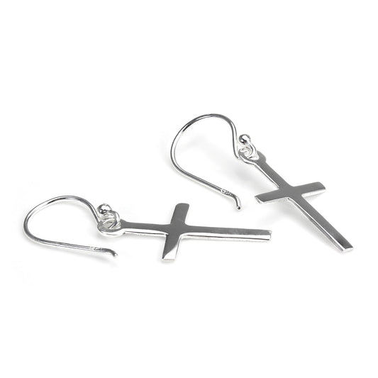 Sterling Silver Cross Drop Earrings